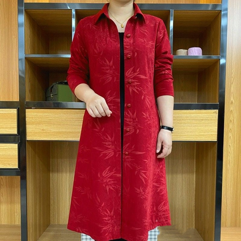 🌷Limited Time 50% OFF💞Women's Autumn Printed Button-Down Long Trench Coat-4
