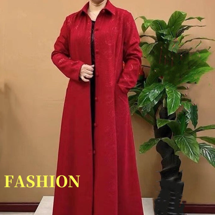 🌷Limited Time 50% OFF💞Women's Autumn Printed Button-Down Long Trench Coat-6