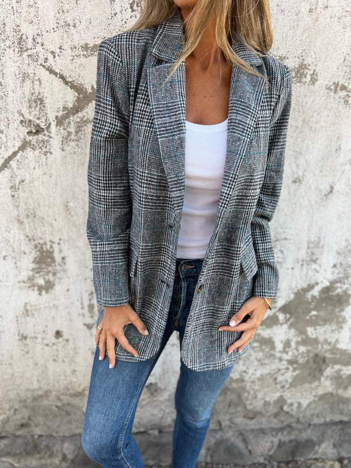 🔥Fall Lapel Collar Slim Button Plaid Small Suit For Women-1