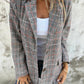 🔥Fall Lapel Collar Slim Button Plaid Small Suit For Women-4