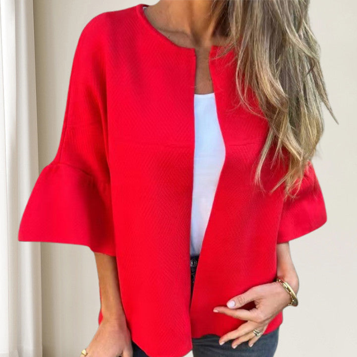 🌷Limited Time 51% OFF💞Women's Round Neck Flare Sleeve Short Jacket-5