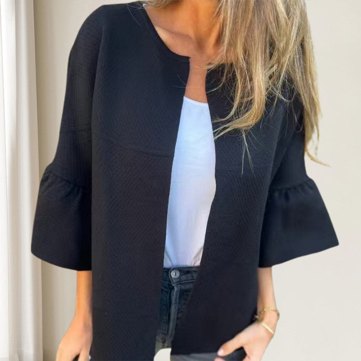 🌷Limited Time 51% OFF💞Women's Round Neck Flare Sleeve Short Jacket-6