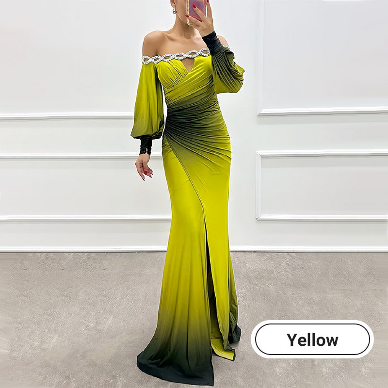✨New Arrival✨Women’s Gradient Off Shoulder Slit Long Dress-12