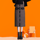 🍁Autumn New Releases🍁Plaid High-Waisted Midi Skirt With Front Buttons-4