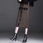 🍁Autumn New Releases🍁Plaid High-Waisted Midi Skirt With Front Buttons-8