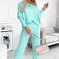 🍁Autumn New Releases🍁Women's Solid Color Drop Shoulder Pullover and Loose Pants Set-1