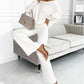 🍁Autumn New Releases🍁Women's Solid Color Drop Shoulder Pullover and Loose Pants Set-6