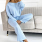 🍁Autumn New Releases🍁Women's Solid Color Drop Shoulder Pullover and Loose Pants Set-9