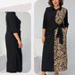 ✨New Arrival✨3/4 Sleeve Color-Block Printed Lapel Slit Dress-6