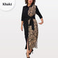 ✨New Arrival✨3/4 Sleeve Color-Block Printed Lapel Slit Dress-10