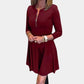 🍁New for autumn✨Women’s Elegant Half-zip Round Neck Dress in Solid Color-2