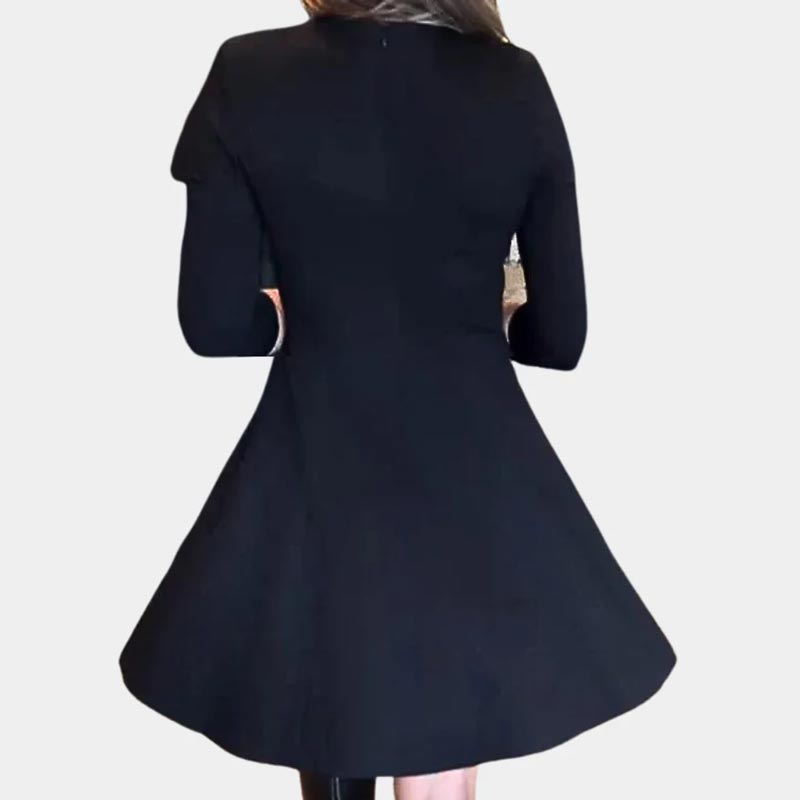 🍁New for autumn✨Women’s Elegant Half-zip Round Neck Dress in Solid Color-1