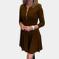 🍁New for autumn✨Women’s Elegant Half-zip Round Neck Dress in Solid Color-3