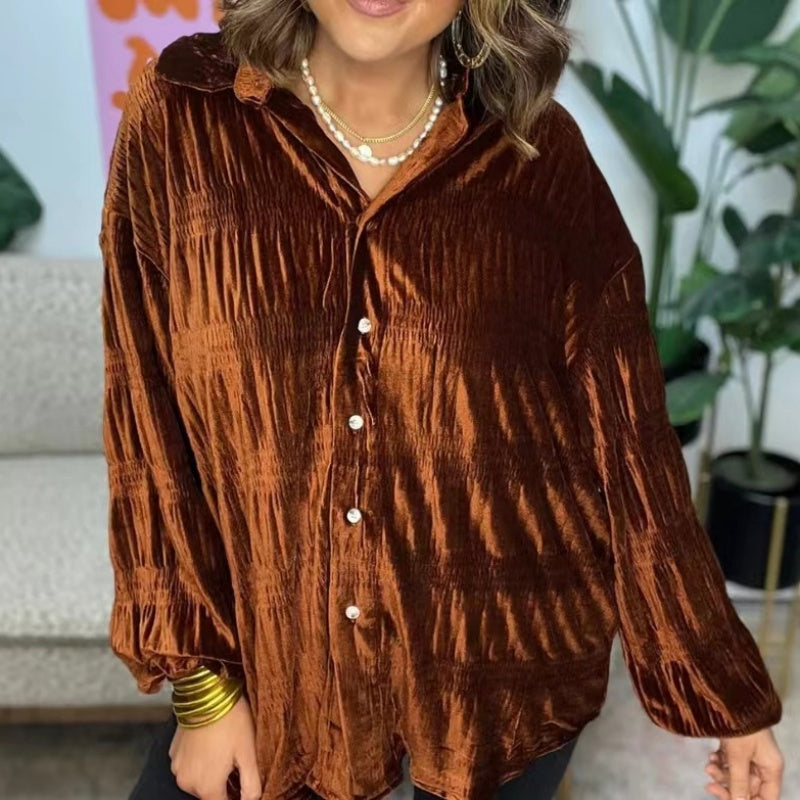 Women’s Trendy Casual Loose Fit Solid Color Blouse-5