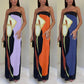 Jaime Abstract Floral Print Elasticated Off Shoulder Vacation Loose Maxi Dress-6