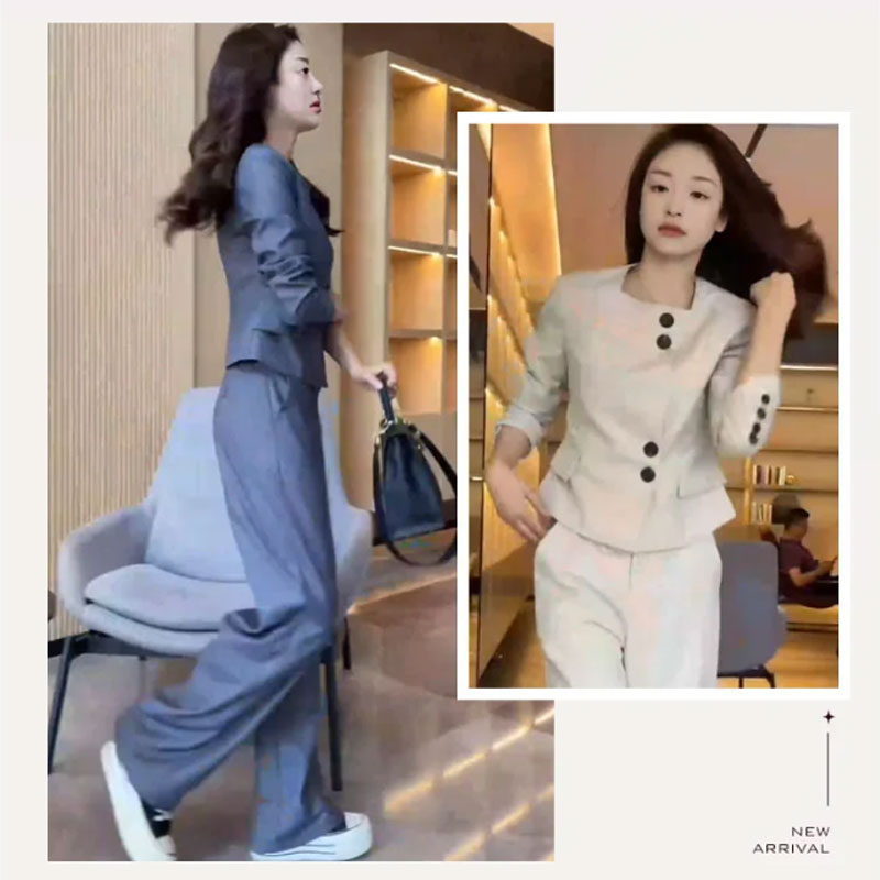 🔥HOT Sale🔥Comfortable Blazer and High Waist Pants Two-Piece Set-4