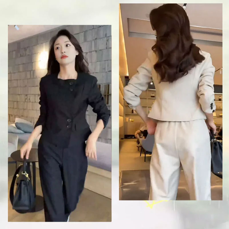 🔥HOT Sale🔥Comfortable Blazer and High Waist Pants Two-Piece Set-5