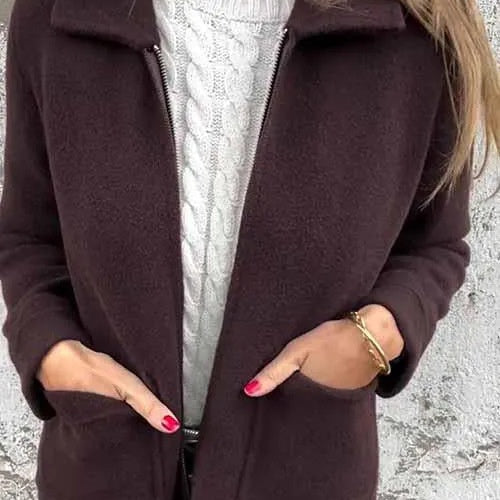 🖤Early Black Friday Sale:50% OFF🎉Women's Knitted Zipper Coat With Pockets-4