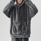 Men's Solid Color Thickened Loose Fuzzy Hooded Sweatshirt-6