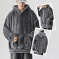 Men's Solid Color Thickened Loose Fuzzy Hooded Sweatshirt-7