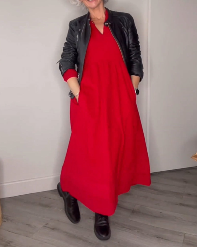 🔥HOT Sale🔥V-neck Elegant Long Sleeve Dress-2