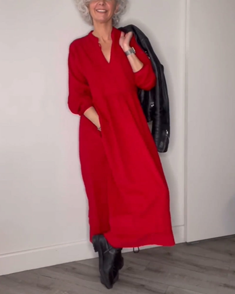 🔥HOT Sale🔥V-neck Elegant Long Sleeve Dress-1