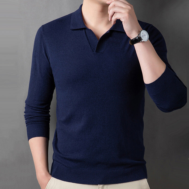 ⏳Limited Sale 49% OFF🌸Men's Soft Pullover Sweater with Lapel Collar-5