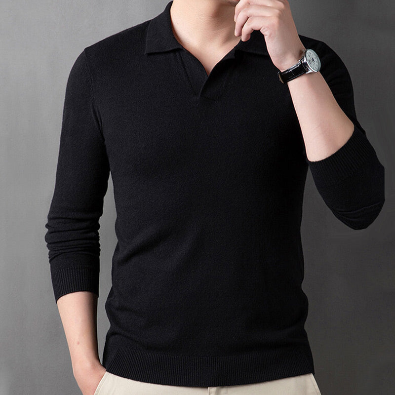 ⏳Limited Sale 49% OFF🌸Men's Soft Pullover Sweater with Lapel Collar-3