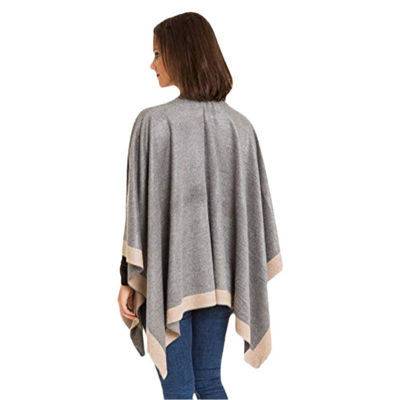 ✨New Arrival✨Women's Elegant Color Block Poncho Wrap for Fall & Winter-2