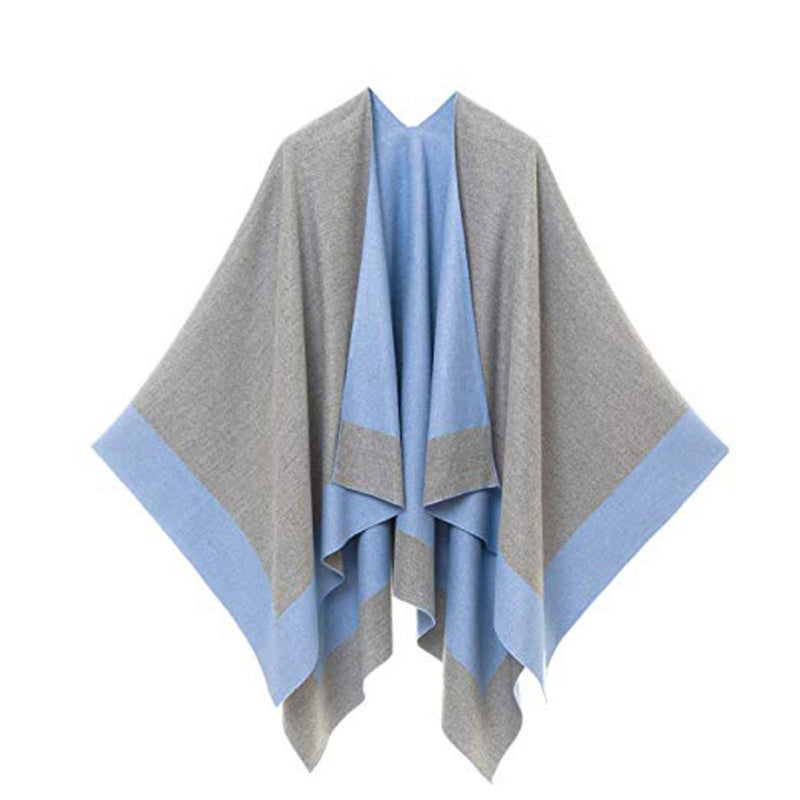 ✨New Arrival✨Women's Elegant Color Block Poncho Wrap for Fall & Winter-10