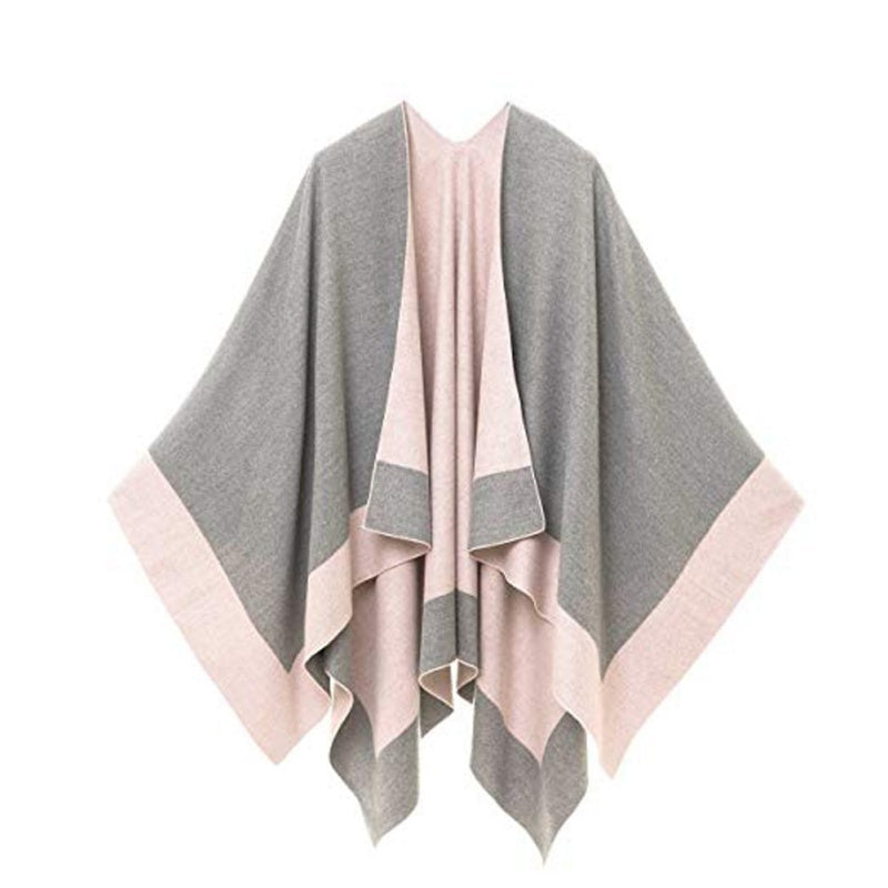 ✨New Arrival✨Women's Elegant Color Block Poncho Wrap for Fall & Winter-13