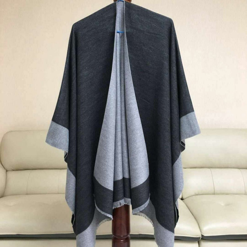 ✨New Arrival✨Women's Elegant Color Block Poncho Wrap for Fall & Winter-12