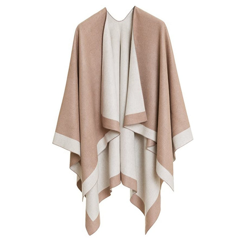 ✨New Arrival✨Women's Elegant Color Block Poncho Wrap for Fall & Winter-14