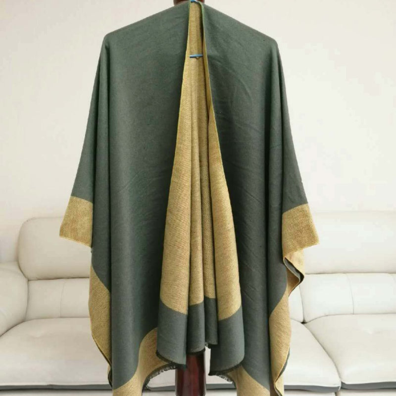 ✨New Arrival✨Women's Elegant Color Block Poncho Wrap for Fall & Winter-15
