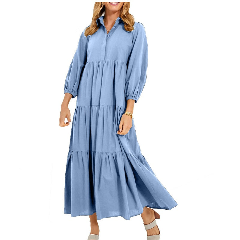 ⏳Limited Sale 42% OFF🌸Women's Plus Size Casual Lapel Long Dress-1