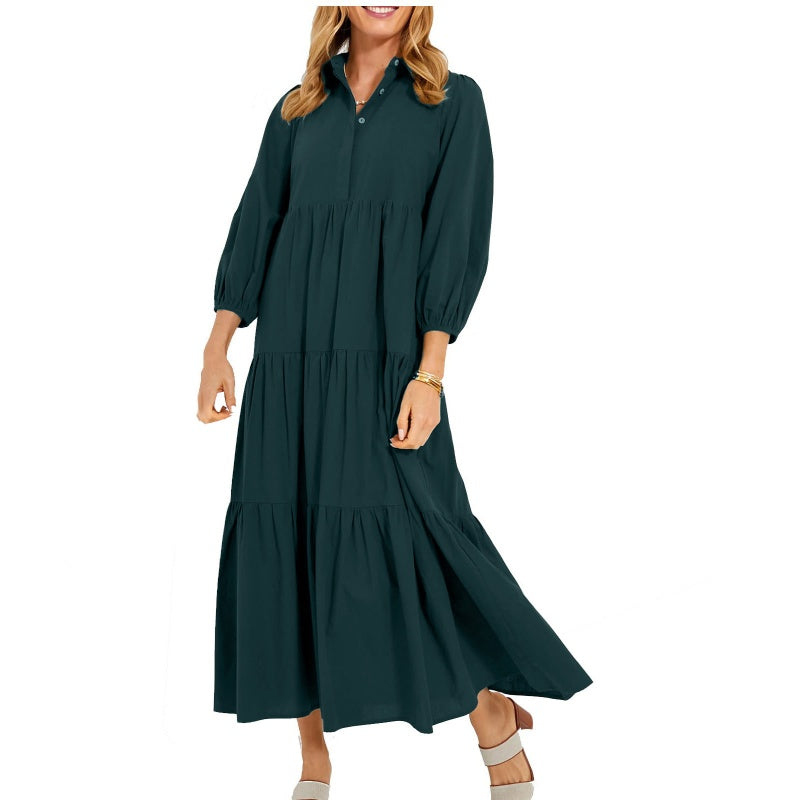 ⏳Limited Sale 42% OFF🌸Women's Plus Size Casual Lapel Long Dress-2