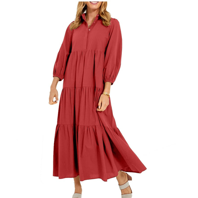 ⏳Limited Sale 42% OFF🌸Women's Plus Size Casual Lapel Long Dress-4