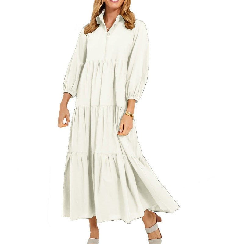 ⏳Limited Sale 42% OFF🌸Women's Plus Size Casual Lapel Long Dress-3