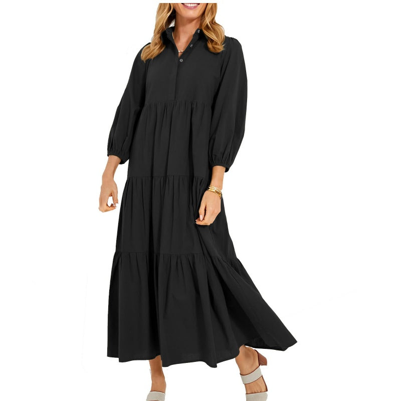 ⏳Limited Sale 42% OFF🌸Women's Plus Size Casual Lapel Long Dress-5