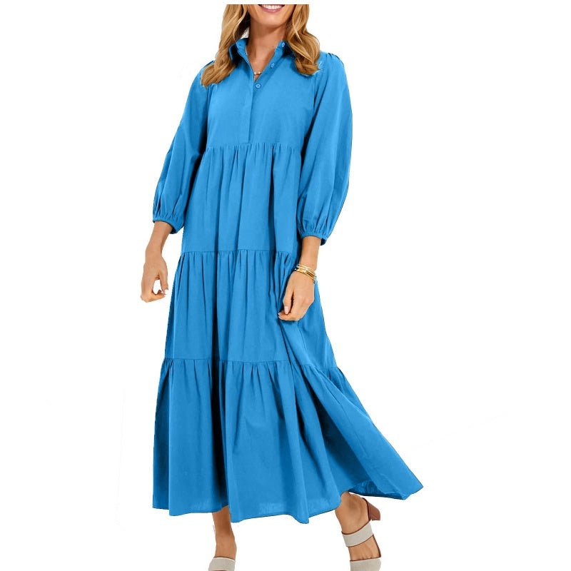 ⏳Limited Sale 42% OFF🌸Women's Plus Size Casual Lapel Long Dress-6
