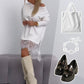 🍂Fall Hot Sale🌸Lace Trim Split Loose Fit Mid-Length Sweatshirt-4