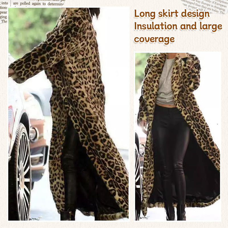 ✨New Arrival✨Women's Leopard Print Faux Fur Maxi Coat-1