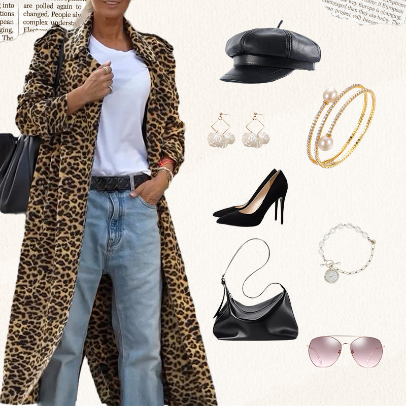 ✨New Arrival✨Women's Leopard Print Faux Fur Maxi Coat-2