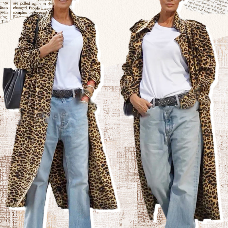 ✨New Arrival✨Women's Leopard Print Faux Fur Maxi Coat-3