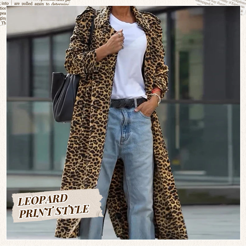 ✨New Arrival✨Women's Leopard Print Faux Fur Maxi Coat-9