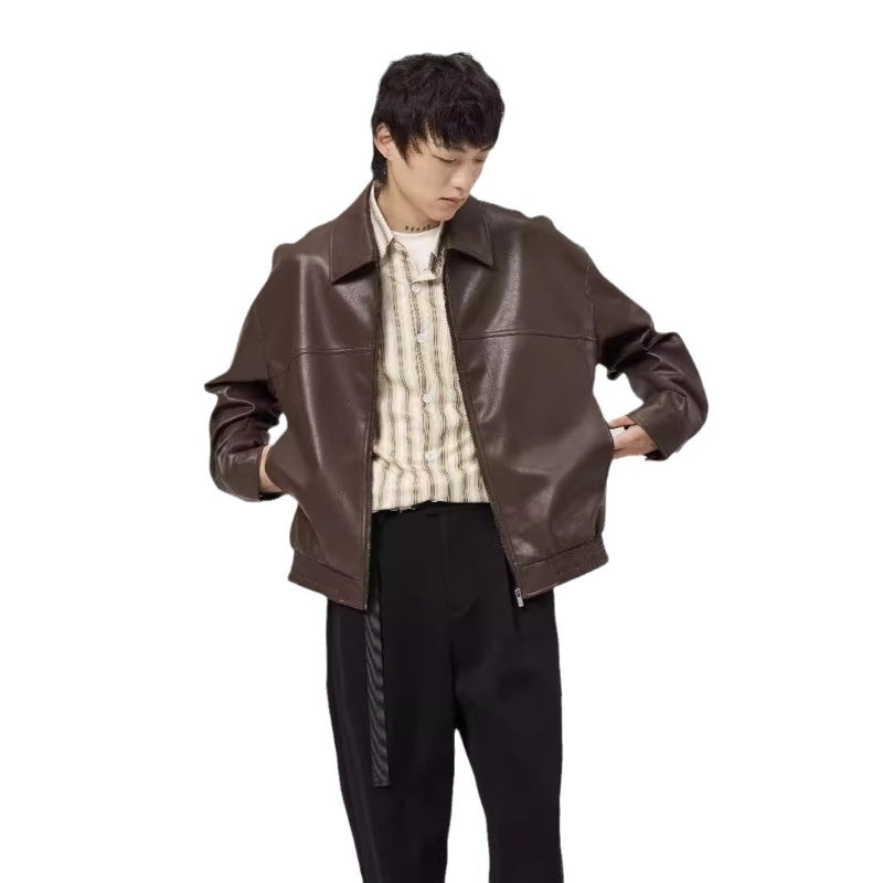 ✨New Arrival✨Men's PU Leather Lapel Jacket-5