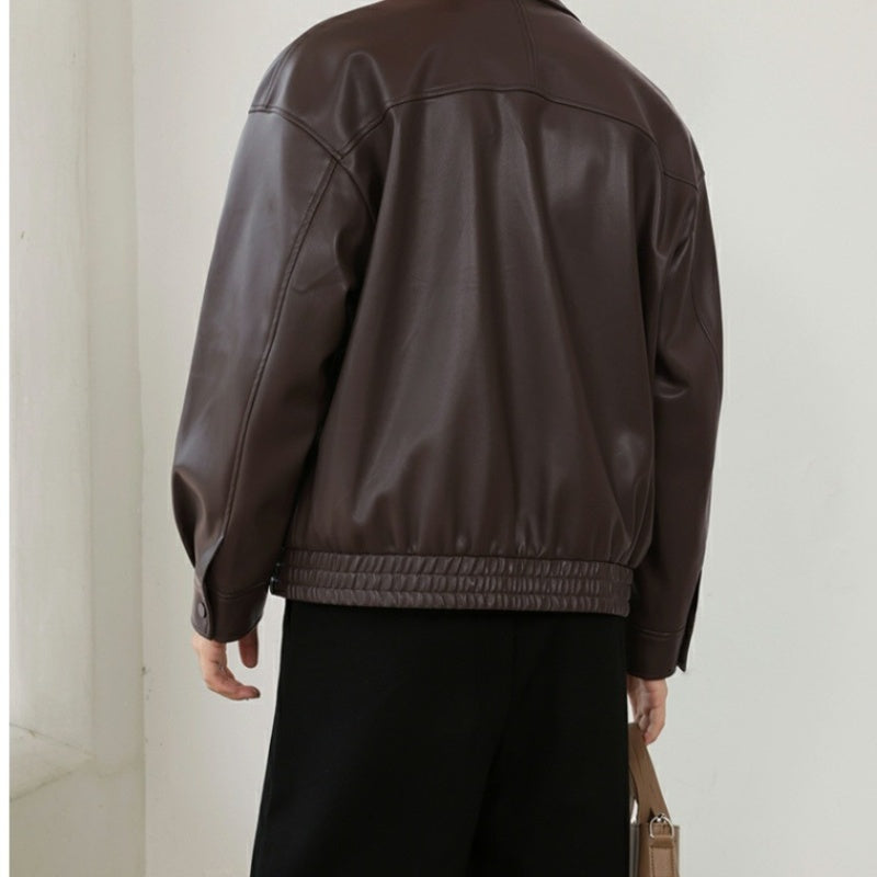 ✨New Arrival✨Men's PU Leather Lapel Jacket-4