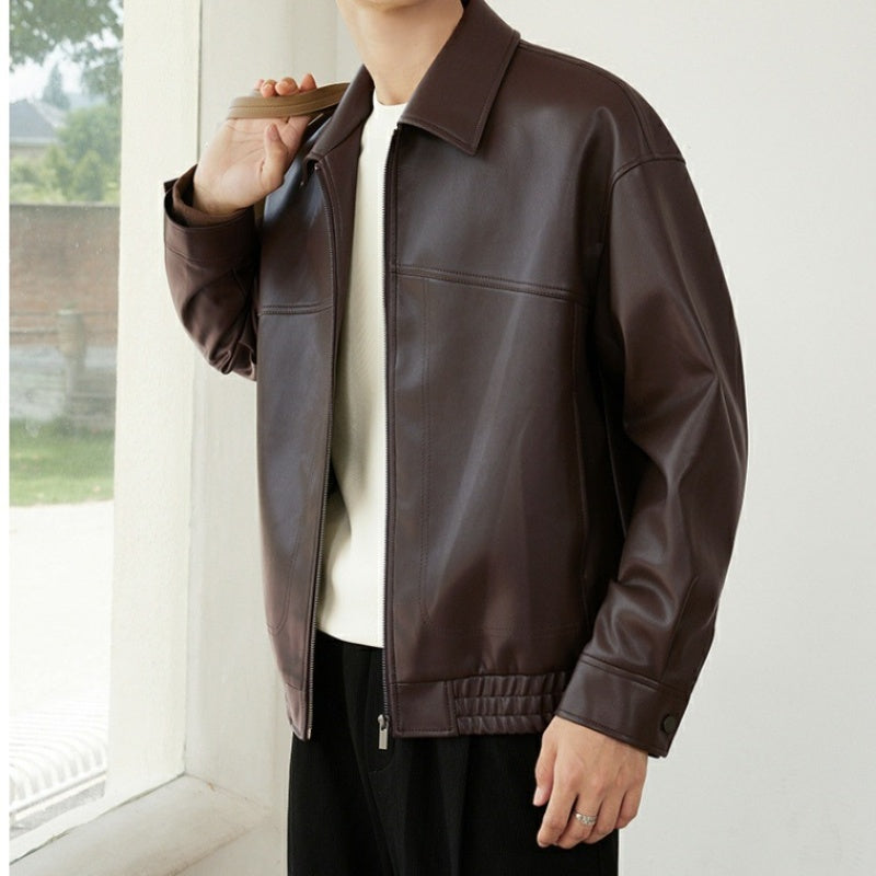 ✨New Arrival✨Men's PU Leather Lapel Jacket-7