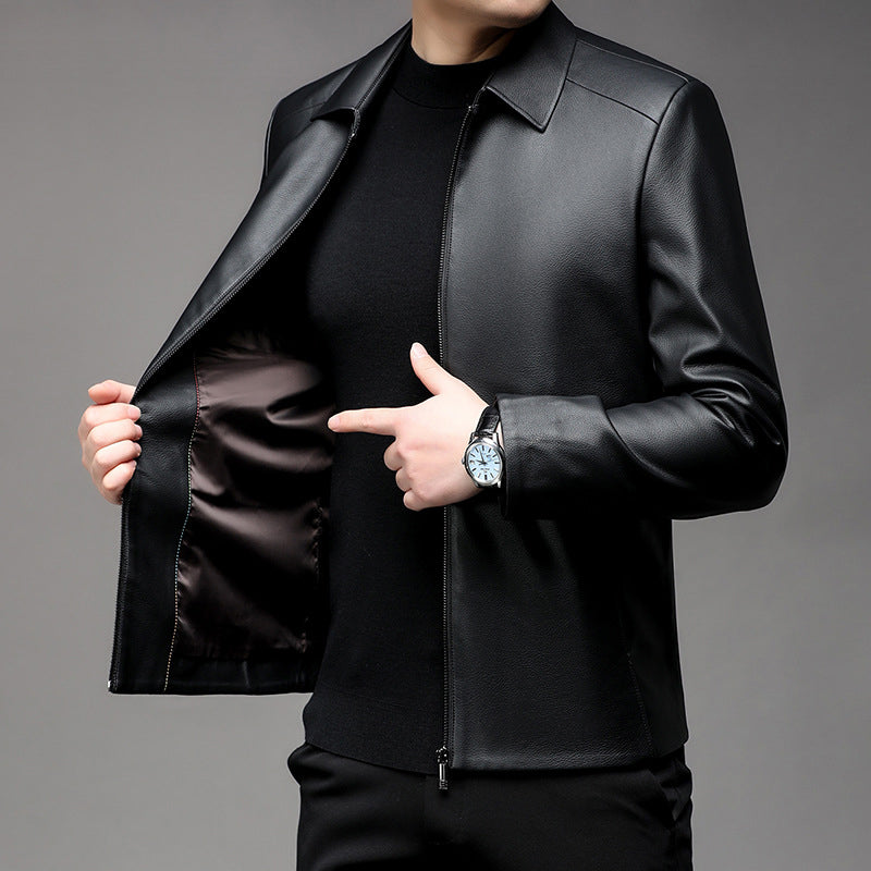 🔥Limited Time 40% OFF🔥Men's Casual Business Lapel PU Leather Jacket-2