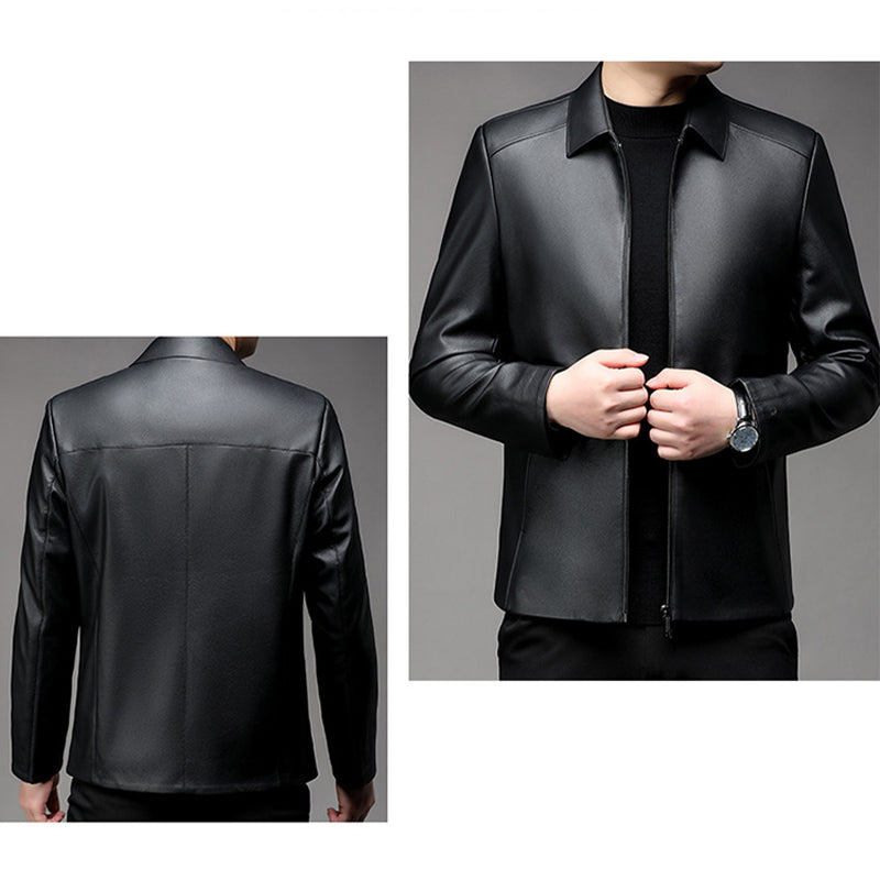 🔥Limited Time 40% OFF🔥Men's Casual Business Lapel PU Leather Jacket-7